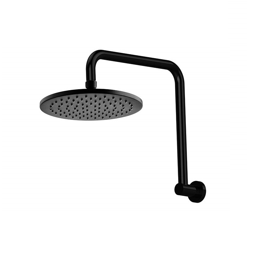 Black Round Shower Head & Arm | Builders Discount Warehouse