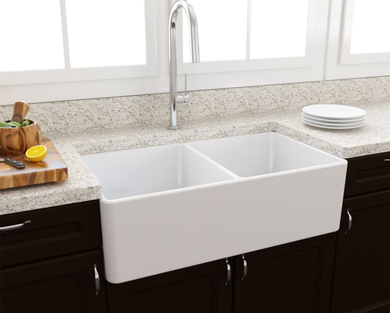Novi Double Bowl Butler Sink Universal Design Ribbed Flat 840x460x254mm