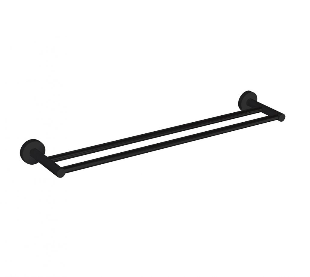 emma black double towel rail