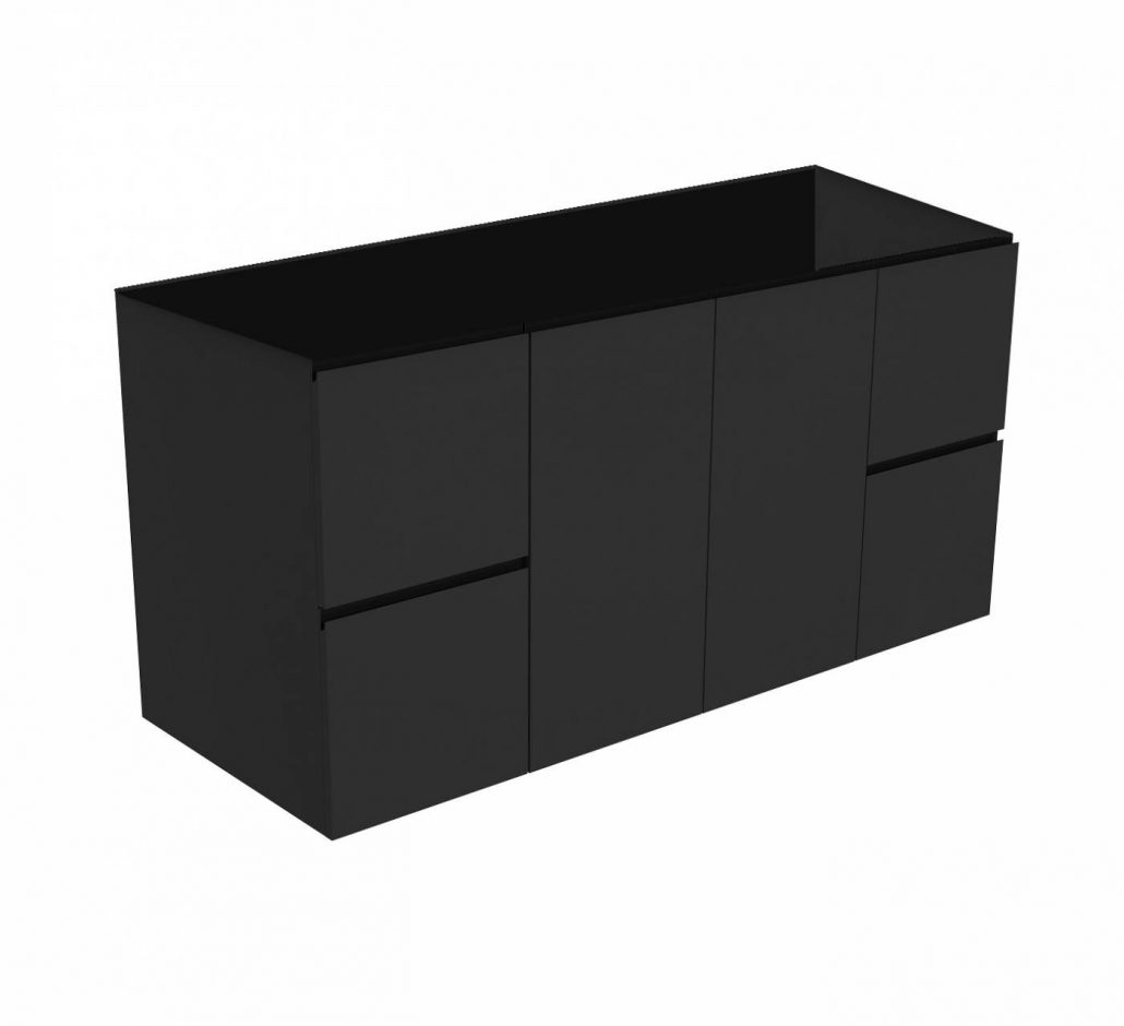 black finger pull wall-hung cabinet only