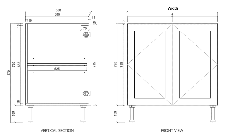 Shaker Double Door Base Cabinets | BDW | Bathrooms Kitchens Tiles