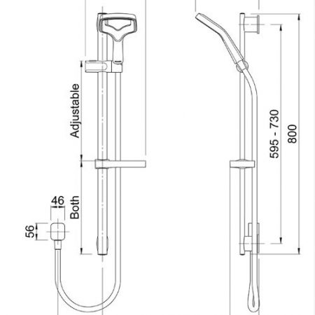 Methven Rua Aurajet Shower Rail | Adjustable 595-730mm | Builders ...