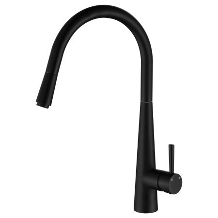 Emma Black Deluxe Pull out Gooseneck Sink Mixer