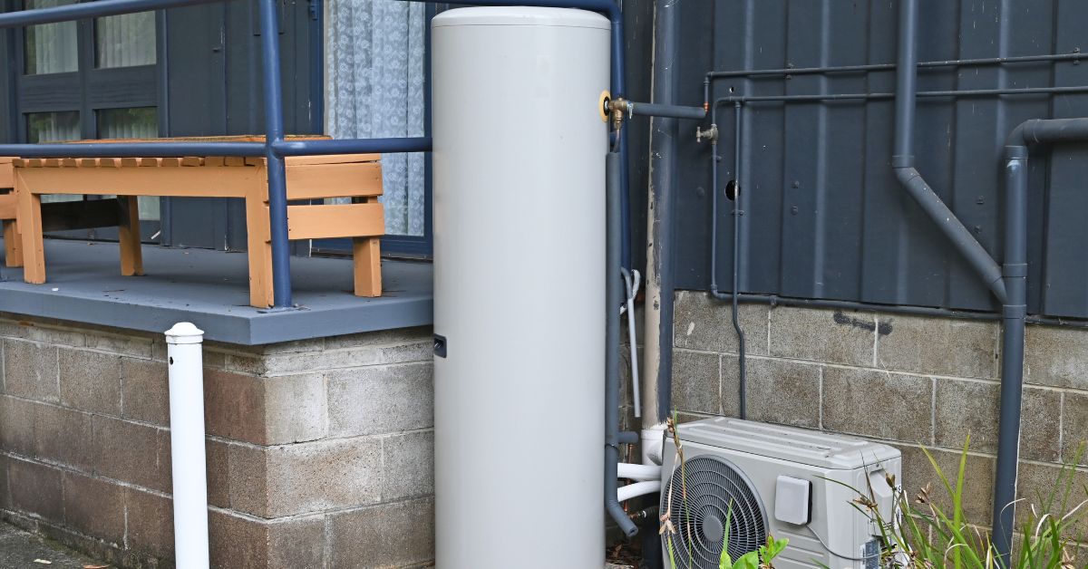 Heat pump hot water system with a separate evaporator, perfect for a blog about how long a water system takes to heat up.